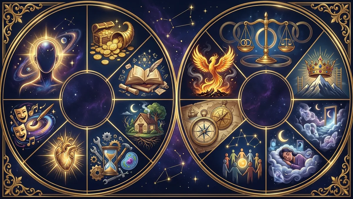 The 12 Houses - astrology illustration
