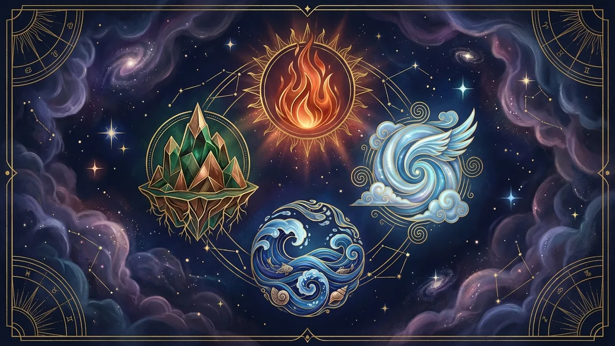 Elements in Astrology - astrology illustration