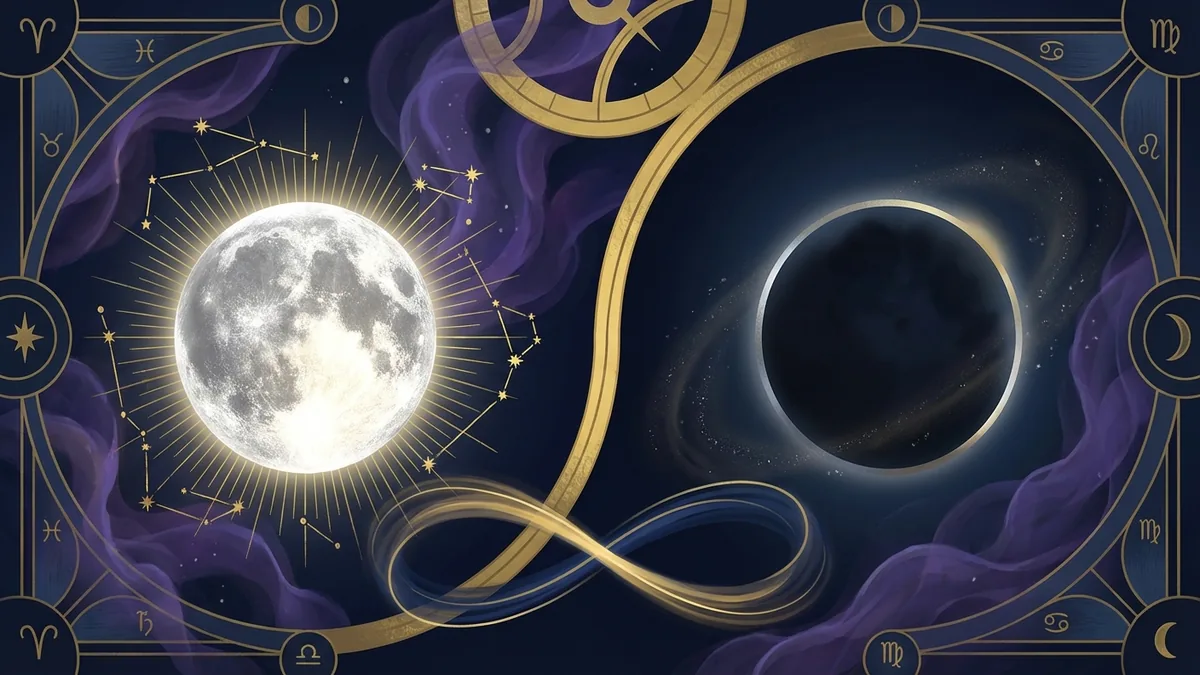 Full Moon & New Moon - astrology illustration