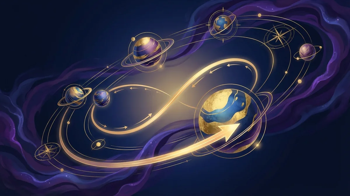 Retrograde Motion - astrology illustration